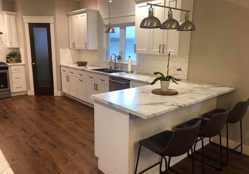 A newly renovated kitchen as a part of residential construction for Peoria IL